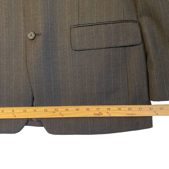 Tasso Elba Macy's Men's Suit 40R Pants 34 Heather Gray Purple Stripe Wool New - Picture 9 of 16